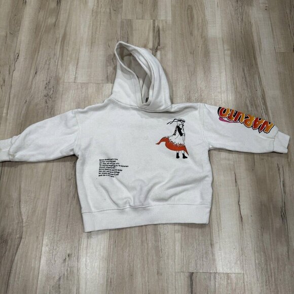 NARUTO‎ SHIPPUDEN ZARA Boy’s Long Sleeve Hooded Cream SWEATSHIRT Size 6-7 120 cm - Picture 1 of 12